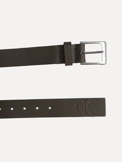 Cinto Calvin Klein Masculino Couro Queima CK Marrom Café