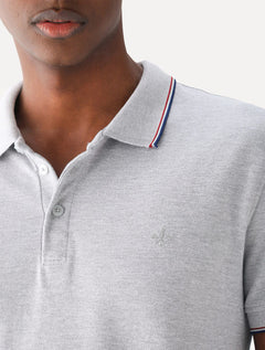 Polo Dudalina Piquet Gola Frisos Degrade Cinza Mescla