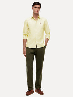 Camisa Tommy Hilfiger Masculina Regular Oxford Stripe Heritage Amarelo Claro