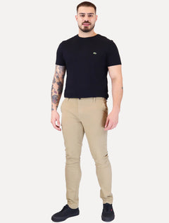 Calça Sergio K Masculina Chino Sarja Elastano Cáqui