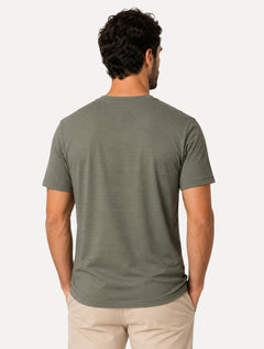 Camiseta Dudalina Masculina Regular Fit Listras Light Icon Verde Escuro
