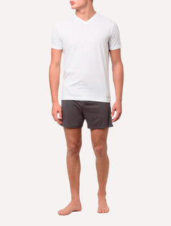 Camisetas Calvin Klein Underwear Masculinas V-Neck Branca e Preta Pack 2UN