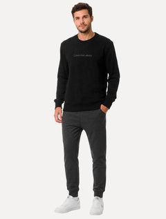 Moletom Calvin Klein Jeans Masculino Crewneck Light Front Logo Preto