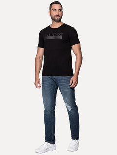 Camiseta Guess Masculina Rubber Logo Sash Preta