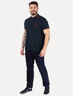 Polo Tommy Hilfiger Masculina Regular Holiday Crest Azul Marinho