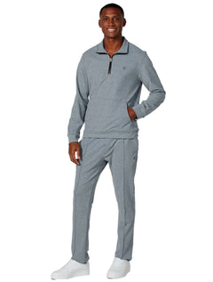 Blusa Dudalina Masculina Malha Flex Meio Ziper Cinza Mescla