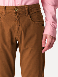 Calça Osklen Masculina Sarja Regular 5 Pockets Color Lisa Terracota