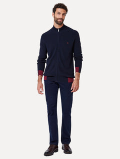 Blusa Dudalina Masculina Tricot Microtextura Azul Marinho