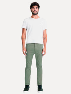Calça Aramis Masculina Sarja Slim Color Tinturada Verde