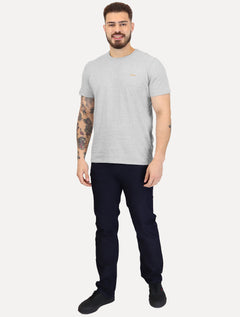 Camiseta Colcci Masculina Slim Back To Basics Orange Logo Cinza Mescla