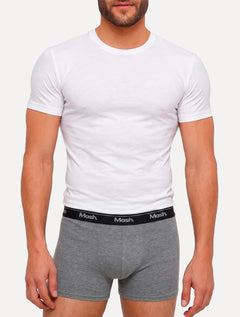 Cueca Mash Boxer Cotton Basic Light Logo Cinza Mescla Escuro