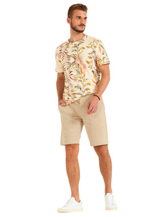 Bermuda Forum Moletom Masculina Regular Benjamin Areia