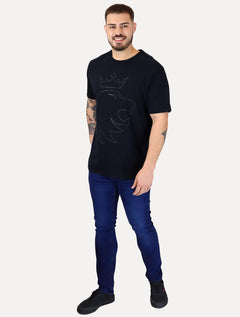 Camiseta Von der Volke Masculina Origineel Outline Crown Azul Marinho
