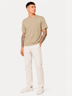 Camiseta Individual Masculina Slim Pima Soft Touch Logo Cáqui Claro