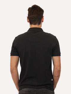 Polo Aramis Masculina Piquet Ziper All Black Preta