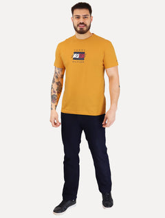 Camiseta Tommy Hilfiger Masculina Linear Flag Graphic Amarelo