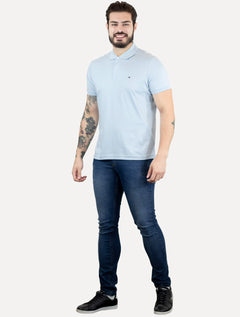 Polo Tommy Hilfiger Masculina Interlock Liquid Azul Claro