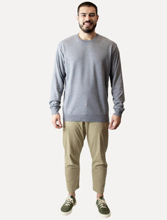 Suéter Dixen Masculino Tricot Crewneck Liso Cinza Escuro Mescla