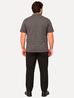 Polo Dudalina Masculina Plus Size Malha Cotton Linho Listra Marrom Escuro