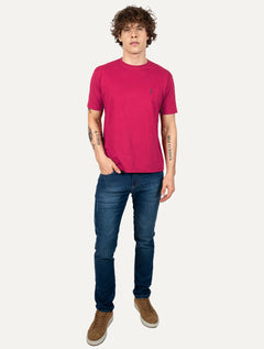 Camiseta Aleatory Masculina Navy Icon Rosa Cerise