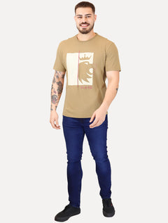 Camiseta Von der Volke Masculina Origineel Bloc Lion Cáqui