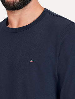 Camiseta Aramis Manga Longa Basica Logo Azul Marinho
