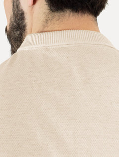 Polo Dudalina Masculina Malha Favo Linho Cáqui Claro