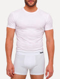 Cueca Mash Masculina Boxer Microfibra Risca de Giz Branca