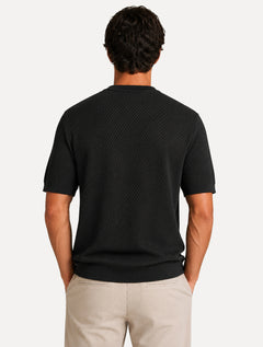 Camiseta Dixen Masculina Tricot Manga Curta Diagonal Braids Preta