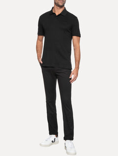 Polo Calvin Klein Masculina Regular Básica Interlock Liquid Touch Preta