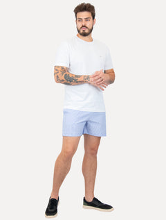 Short Tommy Hilfiger Masculino Medium Drawstring Core Logo Stripe Azul Claro