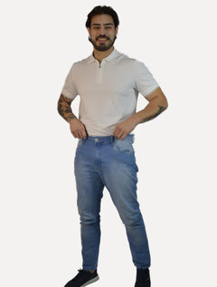 Calça Dudalina Jeans Masculina Slim Classica Five Pockets Azul Claro