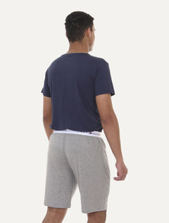Pijama Tommy Hilfiger Masculino Manga Curta Short Essentials Set Marinho/Cinza