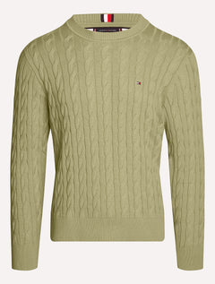 Suéter Tommy Hilfiger Masculino C-Neck Classic Cable Verde Claro
