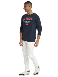 Blusa Aeropostale Masculina Tricot Aero Patch US Flag Azul Marinho