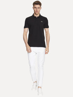 Polo Lacoste Masculina Regular Piquet Signature Sash Preta