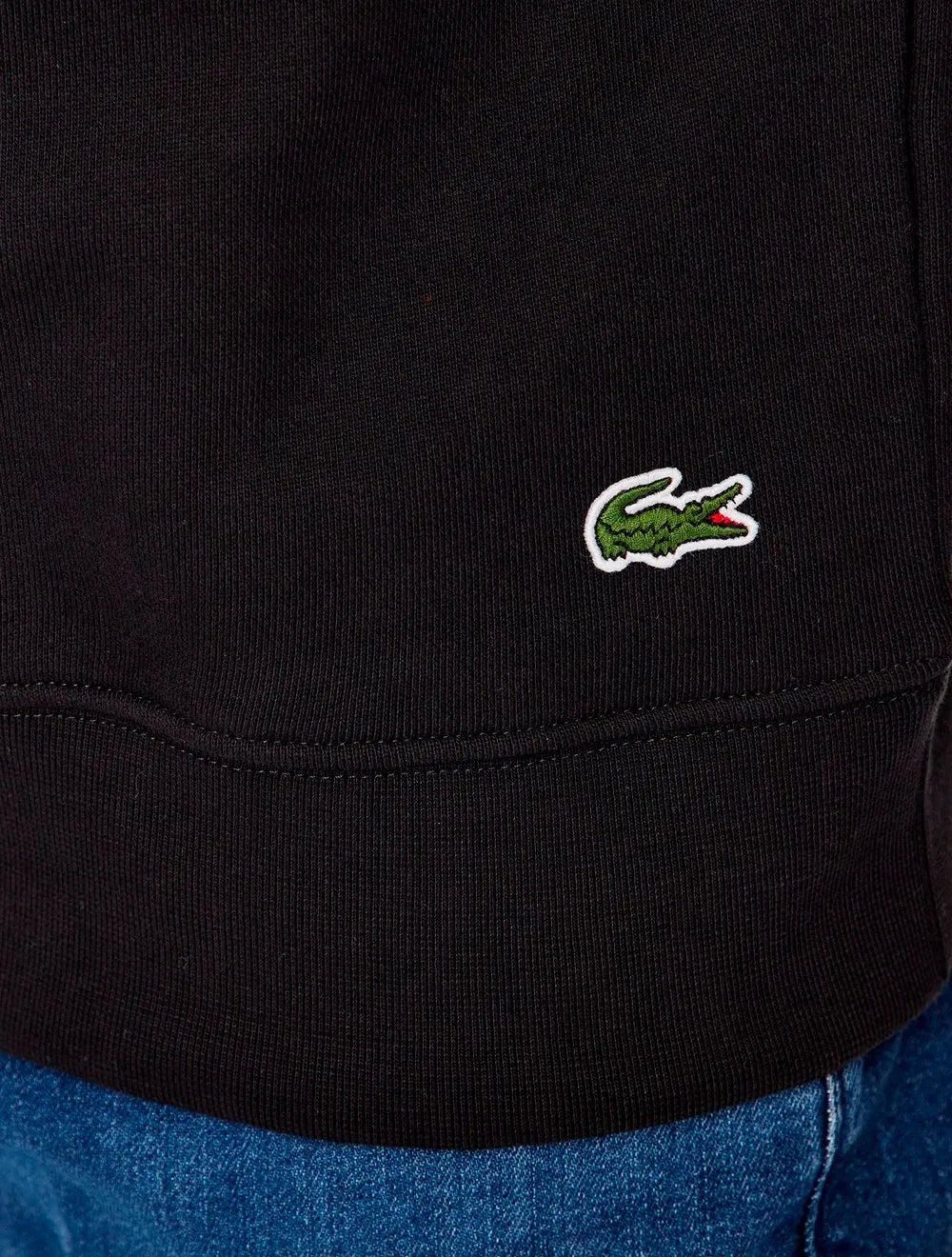 Moletom Lacoste Masculino Crewneck Classic Fit Cotton Fleece Logo Preto