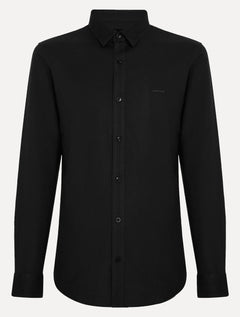 Camisa John John Masculina Slim Oxford Dark Logo Preta
