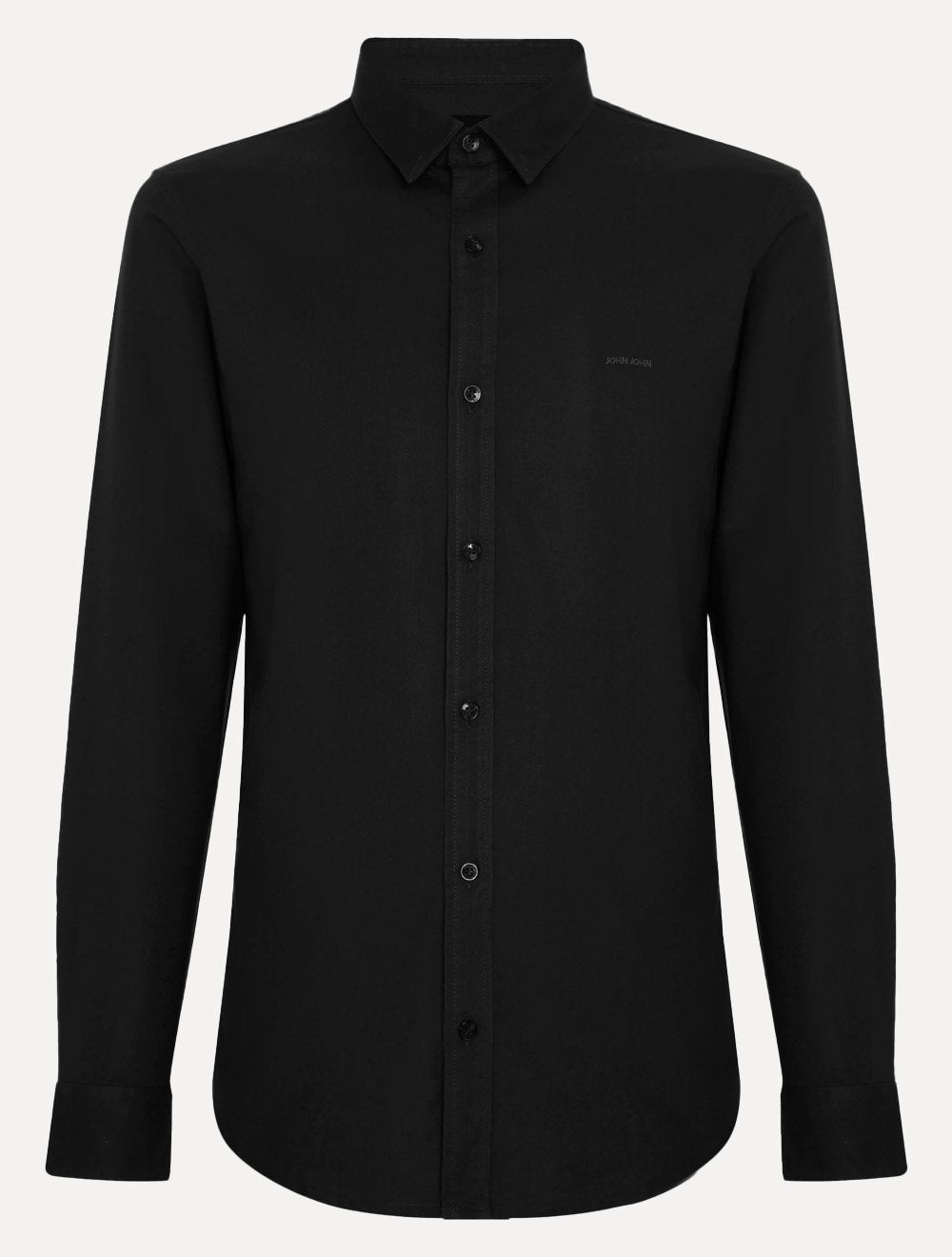Camisa John John Masculina Slim Oxford Dark Logo Preta