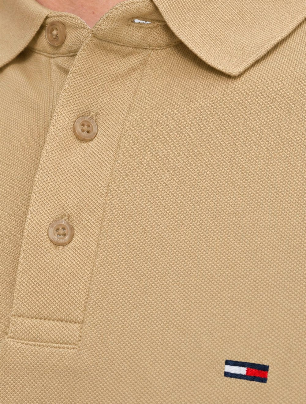 Polo Tommy Jeans Masculina Piquet Regular Placket Cáqui