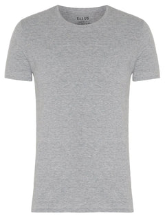 Camiseta Ellus Masculina Cotton Fine Classic Logo Mescla Cinza Claro