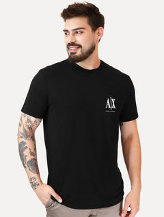 Camiseta Armani Exchange Masculina Embroidery AX Light Logo Preta