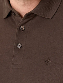 Polo Dudalina Masculina Piquet Essential Color Marrom Médio