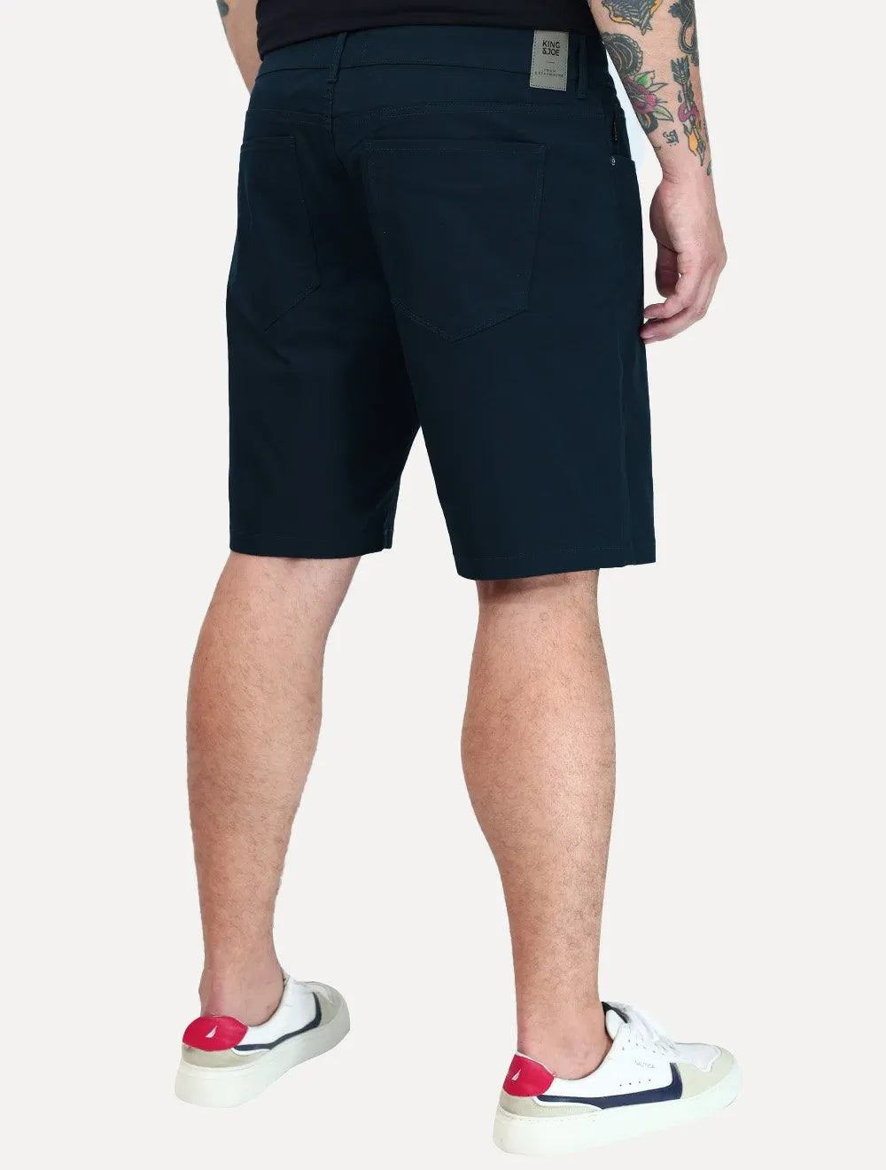 Bermuda King & Joe Masculina Slim Sarja 2X1 Five Pockets Azul Marinho