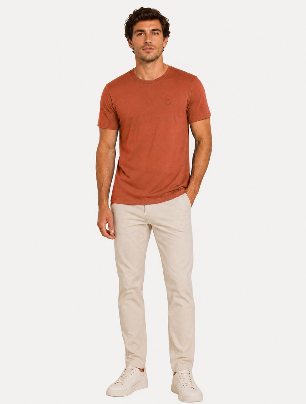 Camiseta John John Masculina Regular Fit Light Transfer Laranja Escuro