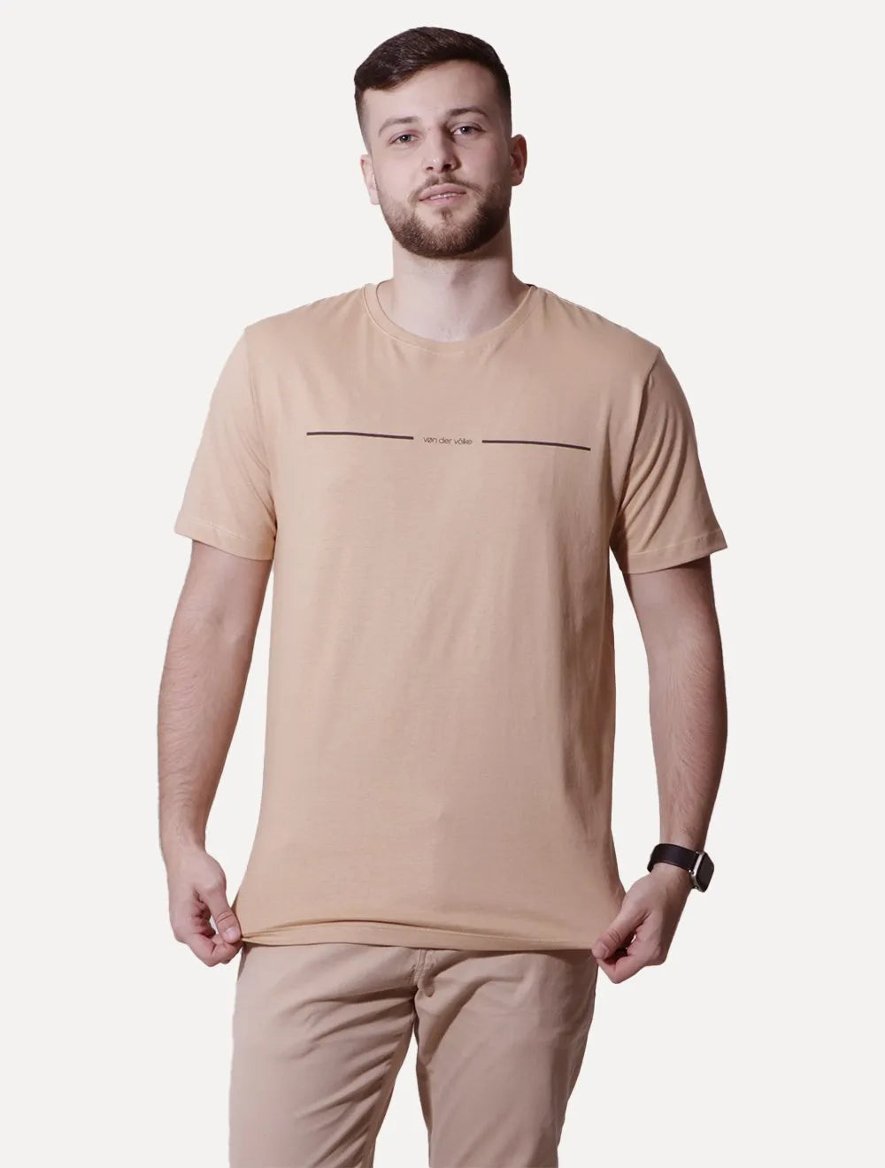 Camiseta Von der Volke Masculina Origineel Reflex Logo Cáqui Claro
