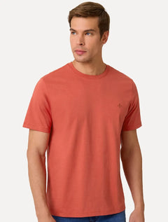 Camiseta Dudalina Masculina Essentials Modal Logo Laranja Médio