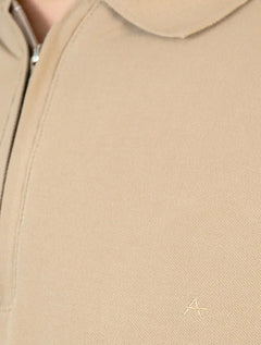 Polo Aramis Masculina Piquet Ziper Cáqui Escuro
