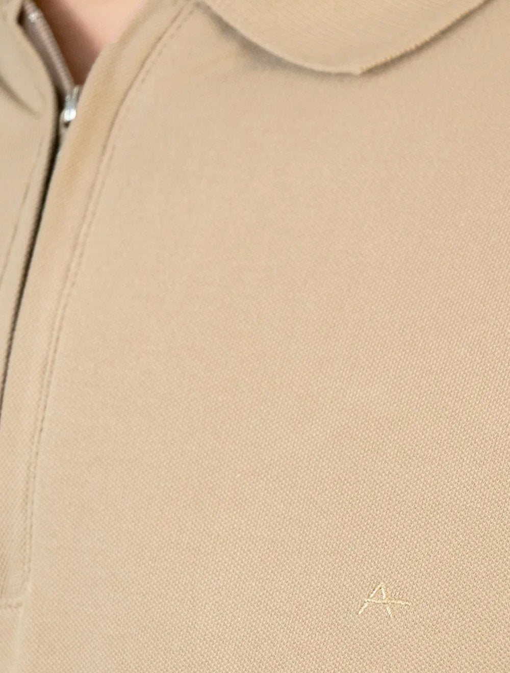 Polo Aramis Masculina Piquet Ziper Cáqui Escuro
