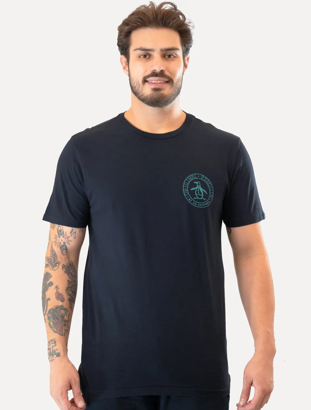 Camiseta Original Penguin Masculina Med Circle Logo Azul Marinho